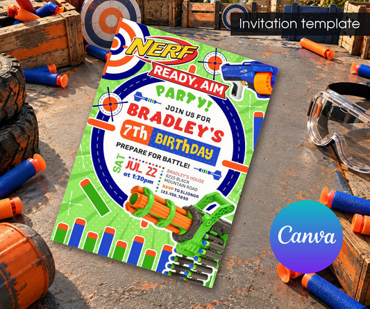 NERF Dart Wars Invitation mockup