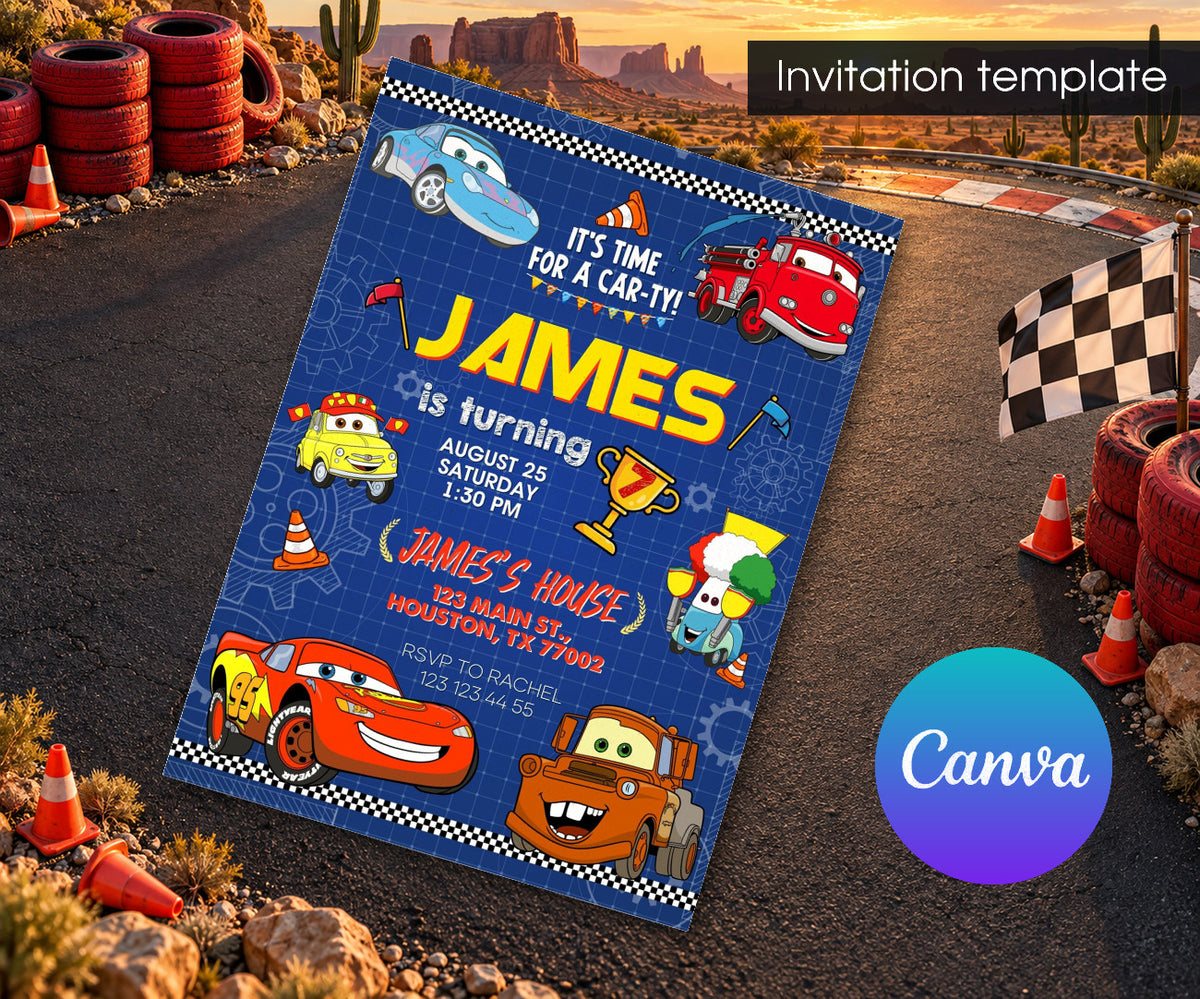 Cars Lightning McQueen Invitation mockup