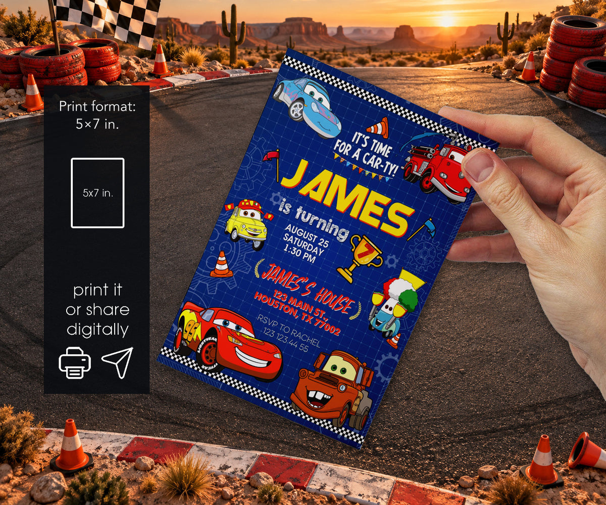 Cars Lightning McQueen Invitation mockup