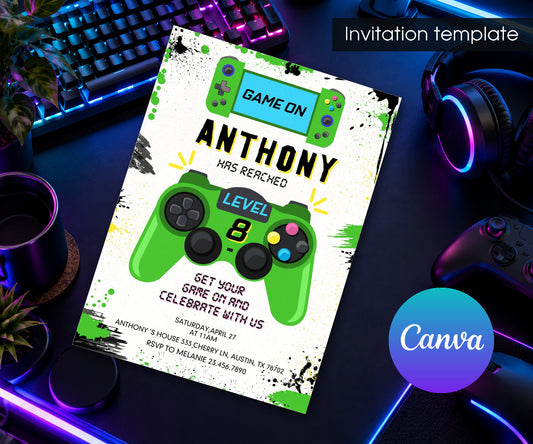 Gamer Party Invitation mockup