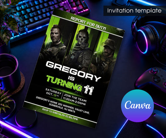 Call of Duty Gamer Invitation mockup