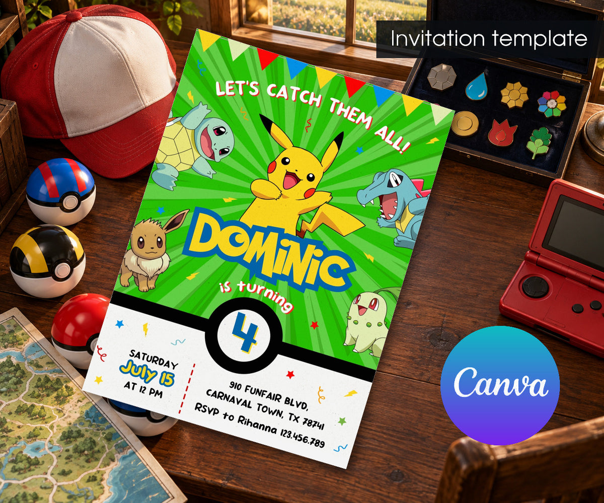 Pokemon Pikachu Invitation mockup
