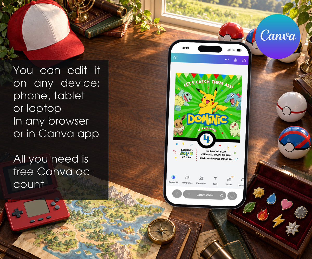 Pokemon Pikachu Invitation mockup