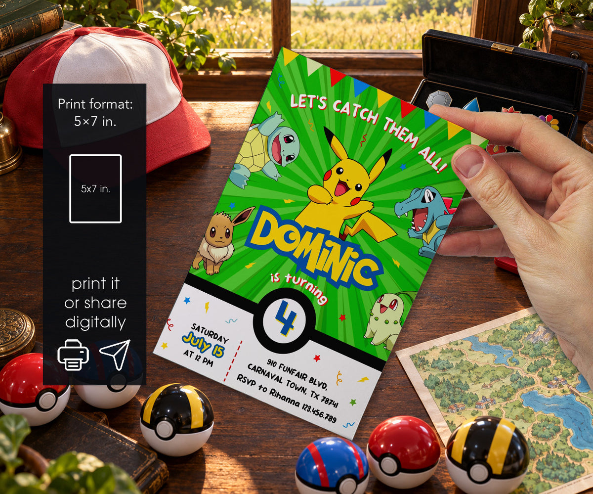 Pokemon Pikachu Invitation mockup