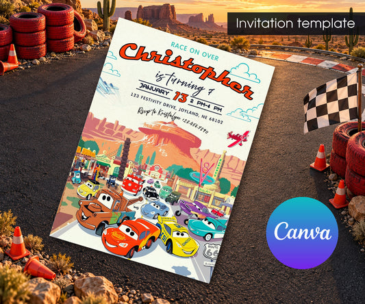 Cars Lightning McQueen Invitation mockup