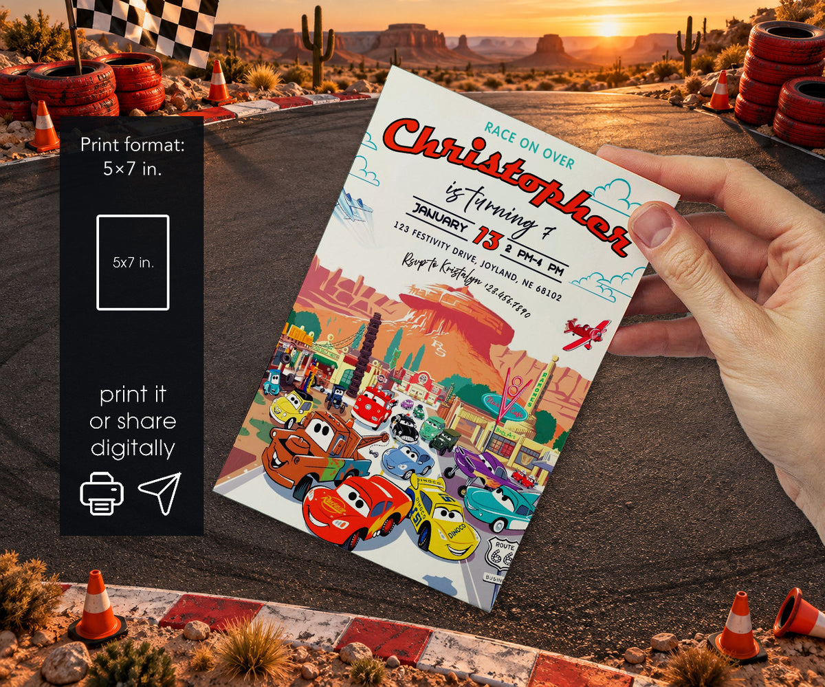 Cars Lightning McQueen Invitation mockup