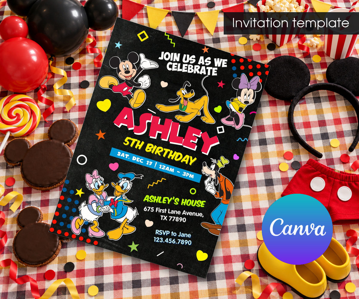 Clubhouse Mickey Mouse Invitation mockup