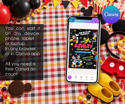 Clubhouse Mickey Mouse Invitation mockup