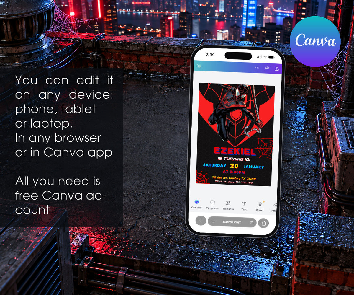 Spider-Man Spider Man Across the Spider-Verse Invitation mockup