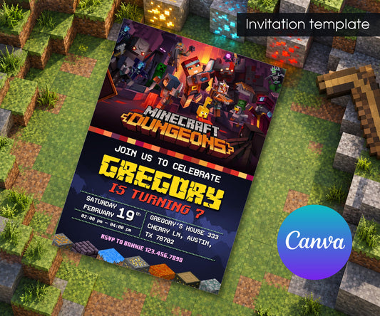 Minecraft Gamer Invitation mockup