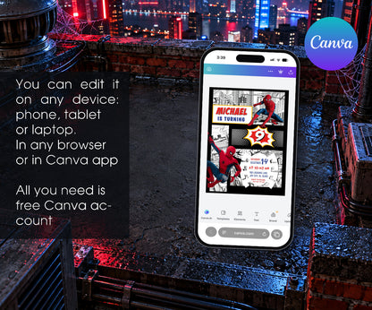 Spider-Man Spiderman Marvel Superhero Invitation mockup