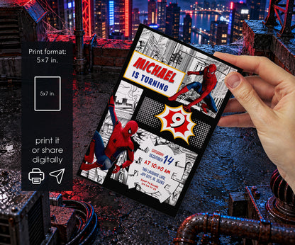 Spider-Man Spiderman Marvel Superhero Invitation mockup