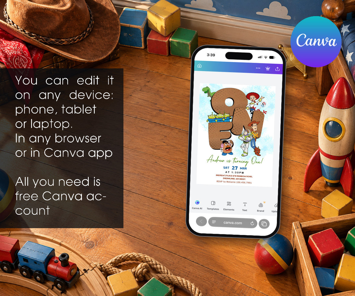 Toy Story Woody Invitation mockup