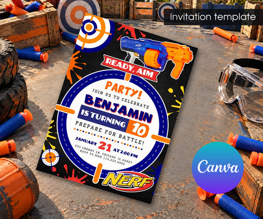 NERF Dart Wars Invitation mockup