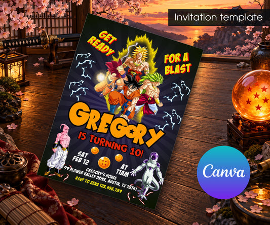 Dragon Ball Z Anime Invitation mockup