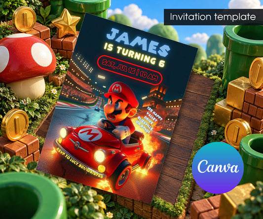 Mario Kart Gamer Invitation mockup