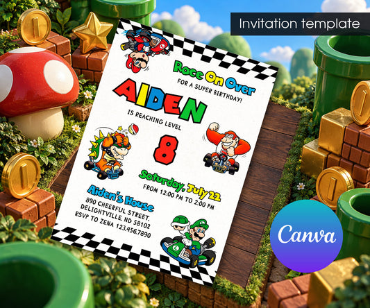 Mario Kart Gamer Invitation mockup