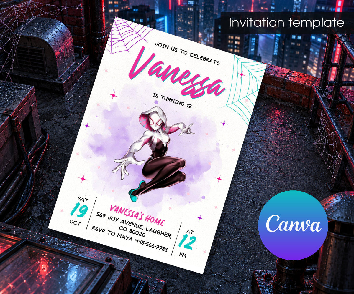Spider-Man Spider Gwen Ghost Spidey Invitation mockup