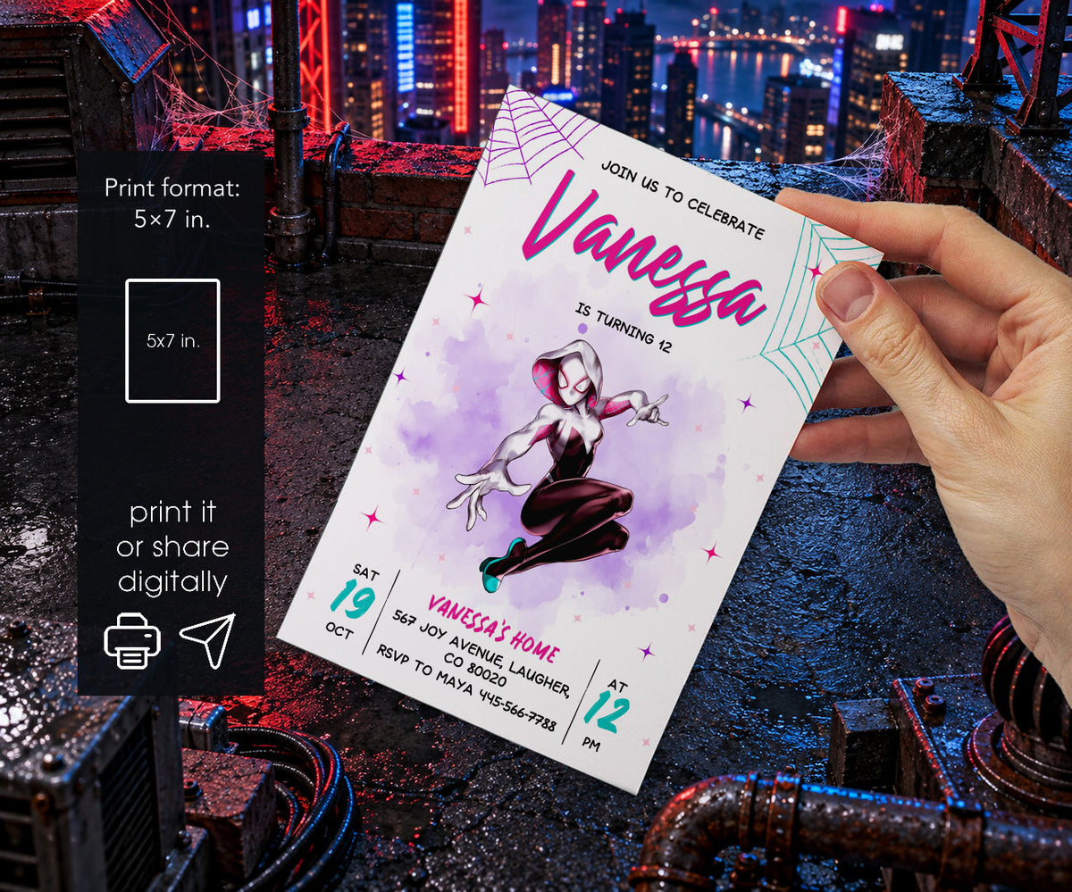 Spider-Man Spider Gwen Ghost Spidey Invitation mockup