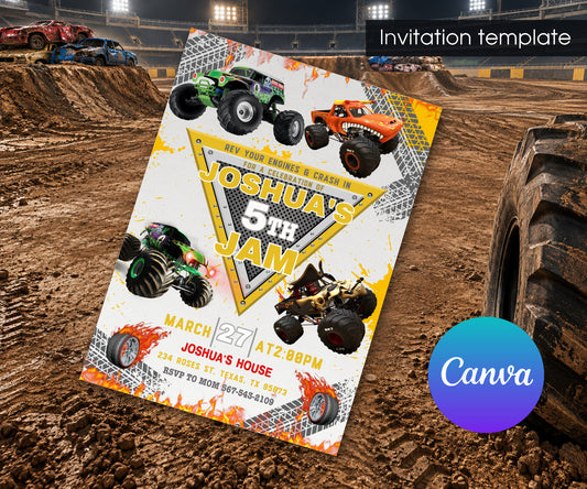 Monster Jam  Monster Truck Invitation mockup