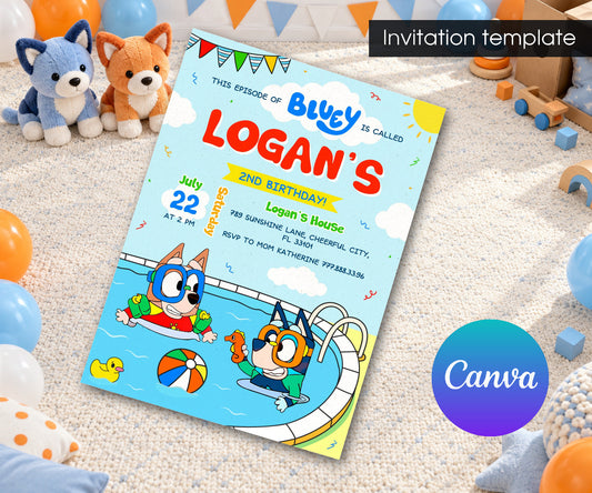 Bluey Bingo Pool Invitation mockup