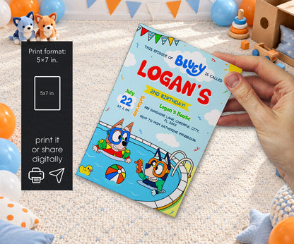 Bluey Bingo Pool Invitation mockup