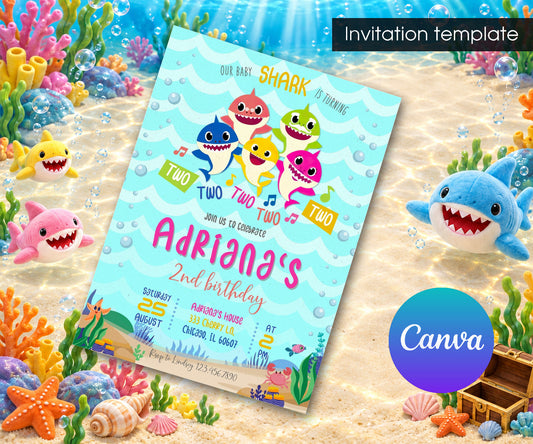 Baby Shark Invitation mockup