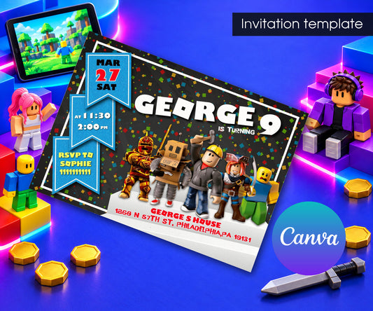 Roblox Gamer Invitation mockup