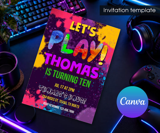 Play Party Gamer Invitation mockup