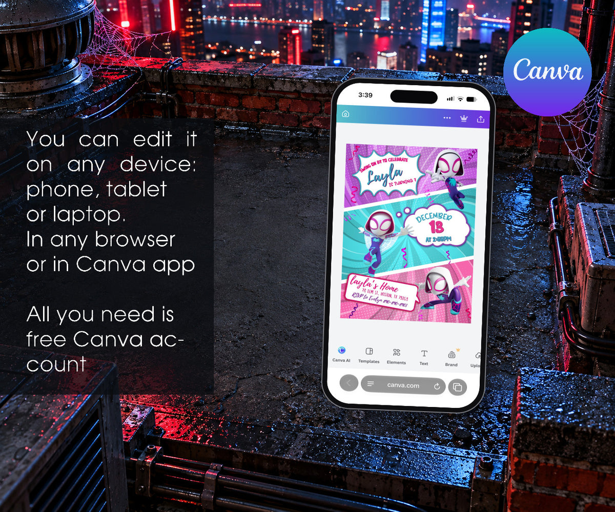 Spider-Man Spider Gwen Ghost Spidey Invitation mockup