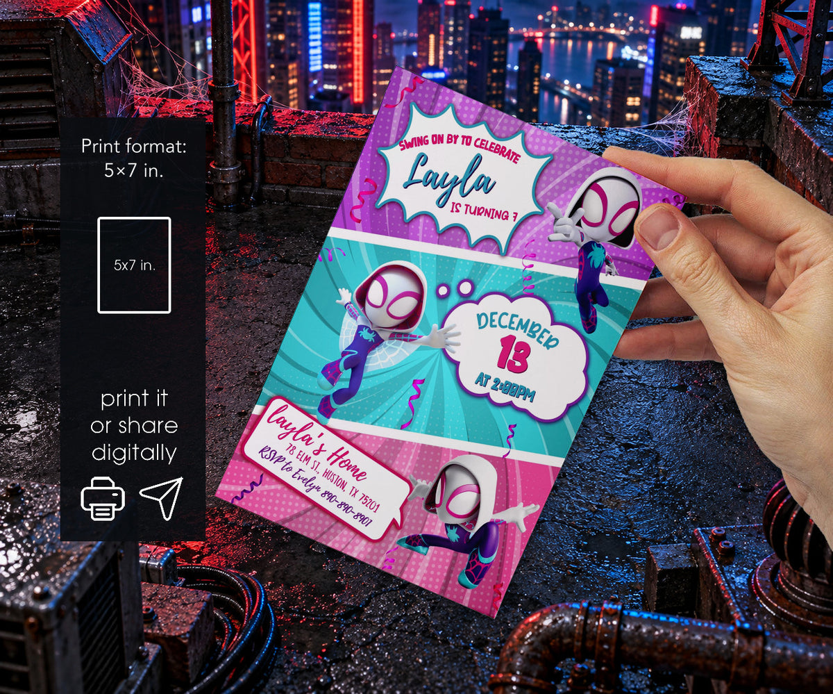 Spider-Man Spider Gwen Ghost Spidey Invitation mockup