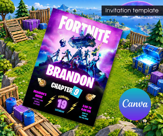Fortnite Gamer Invitation mockup