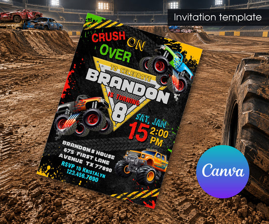 Monster Jam  Monster Truck Invitation mockup