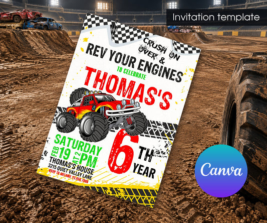 Monster Truck Invitation mockup