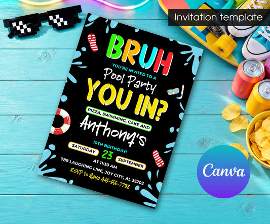 Bruh Pool Invitation mockup