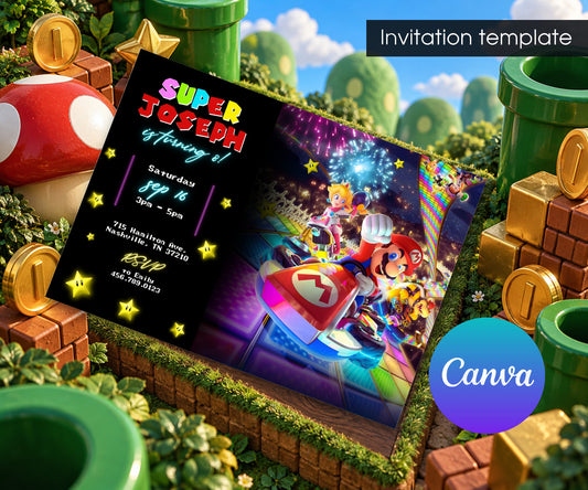 Mario Kart Gamer Invitation mockup