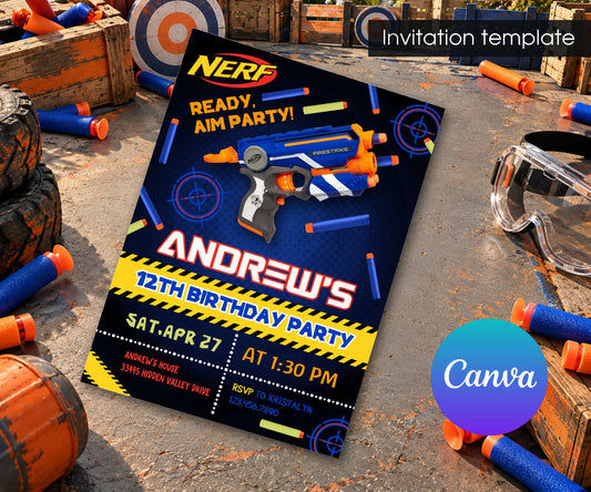 NERF Dart Wars Invitation mockup