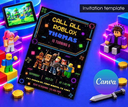 Roblox Gamer Invitation mockup
