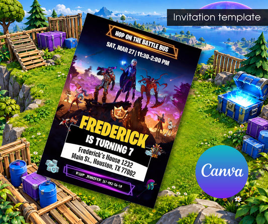 Fortnite Gamer Invitation mockup