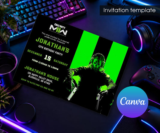 Call of Duty Gamer Invitation mockup