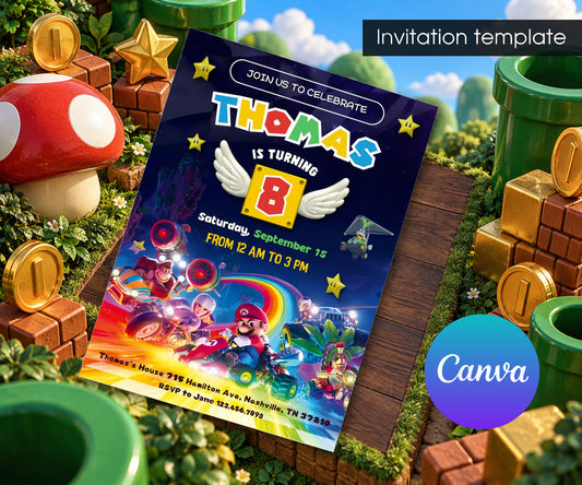 Mario Kart Gamer Invitation mockup
