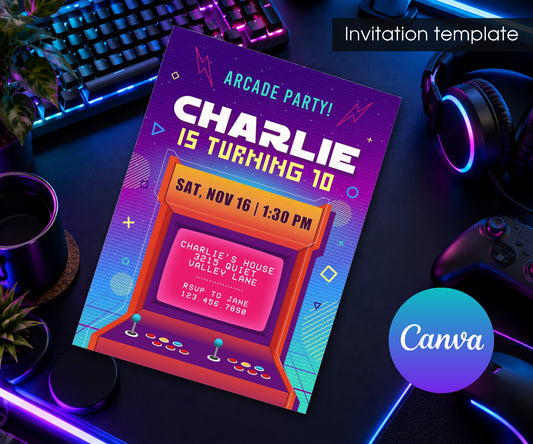 Arcade Gamer Invitation mockup
