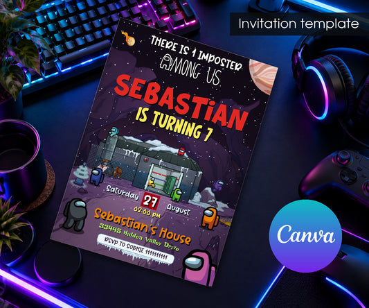 Among Us Gamer Invitation mockup