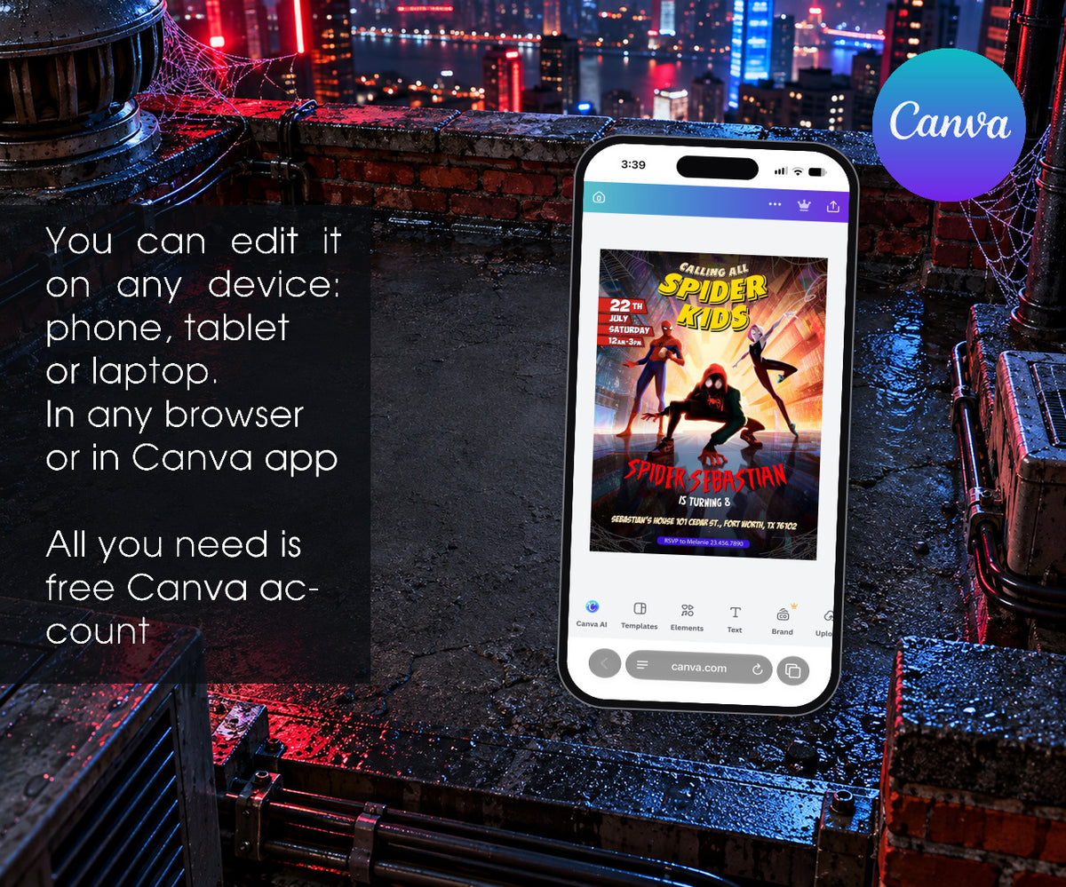 Spider-Man Spider Man Across the Spider-Verse Invitation mockup
