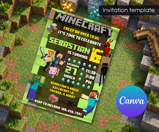 Minecraft Gamer Invitation mockup