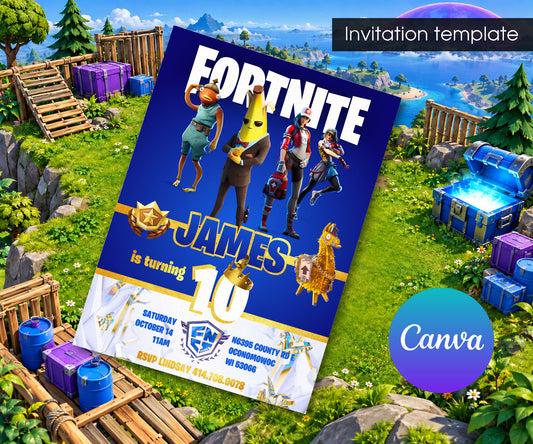 Fortnite Gamer Invitation mockup