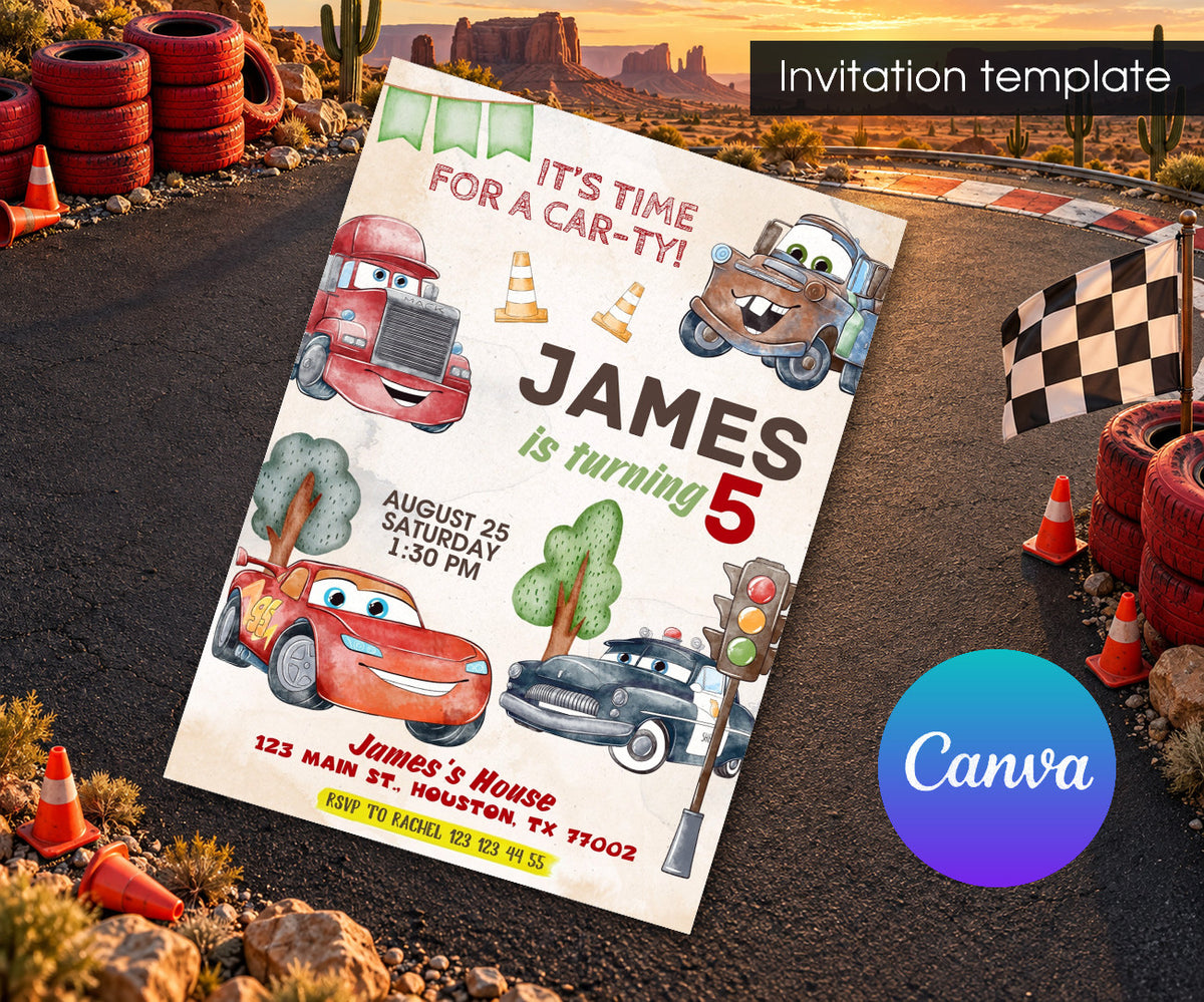 Cars Lightning McQueen Invitation mockup