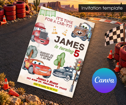 Cars Lightning McQueen Invitation mockup