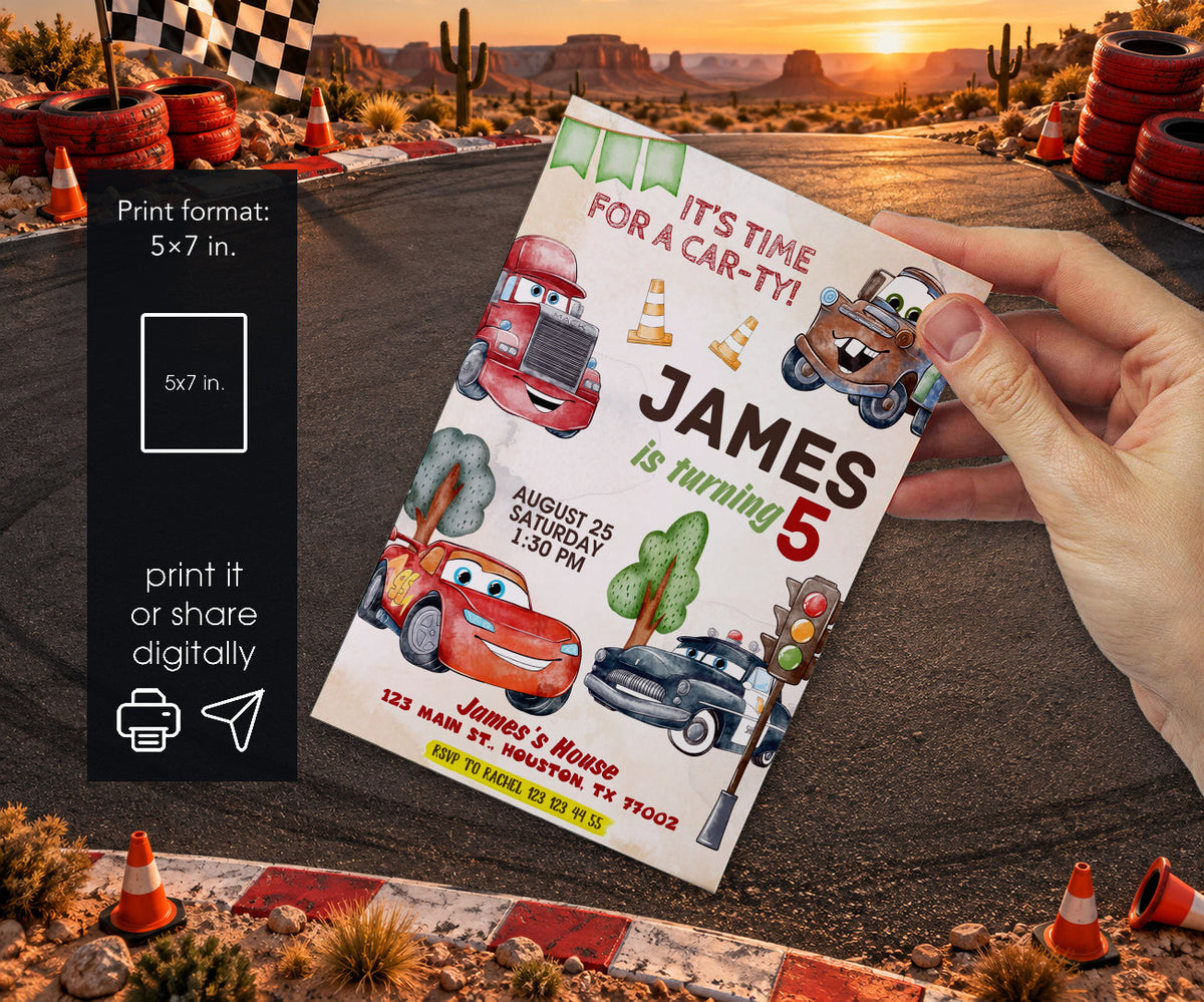 Cars Lightning McQueen Invitation mockup