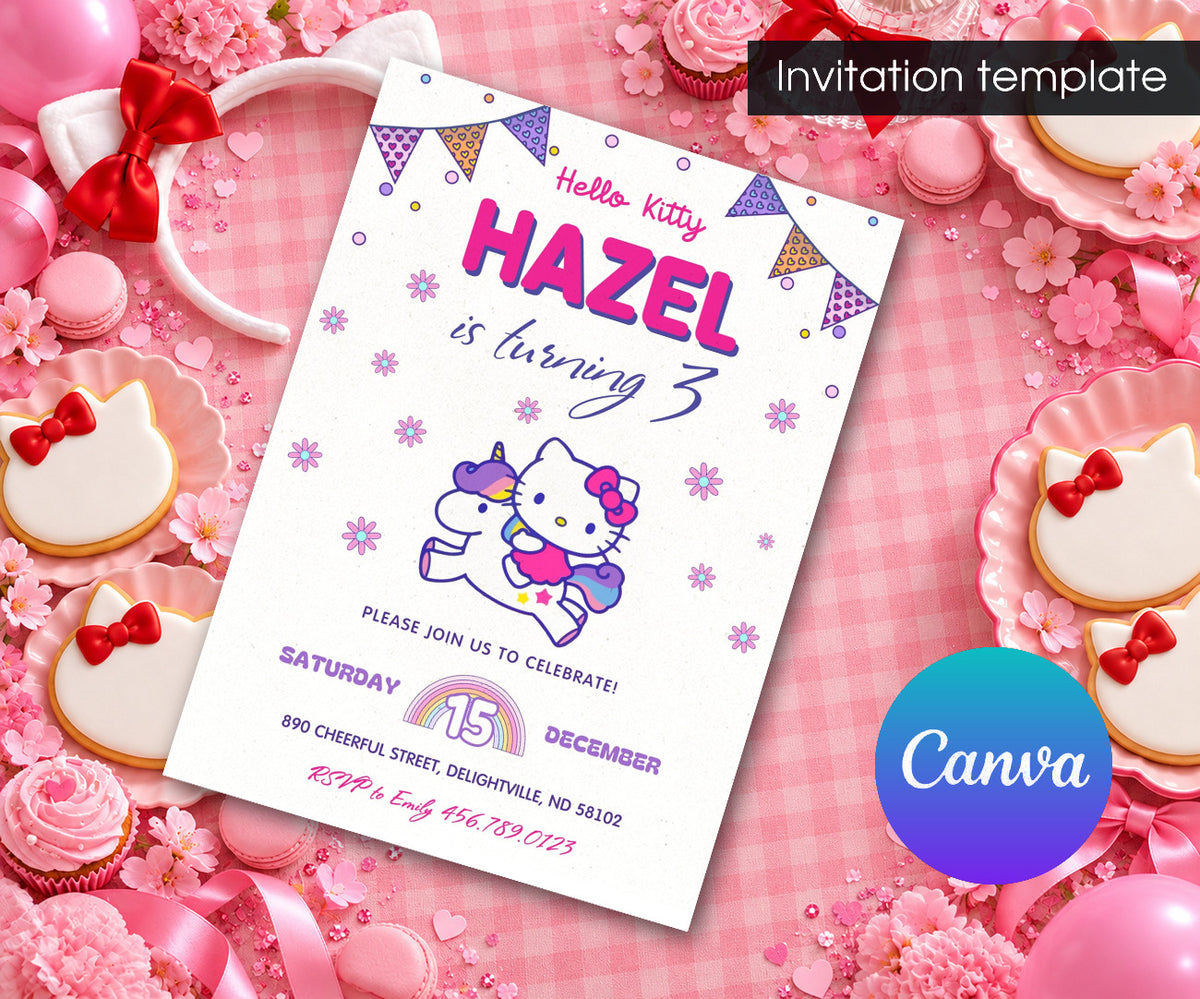 Hello Kitty Sanrio Invitation mockup